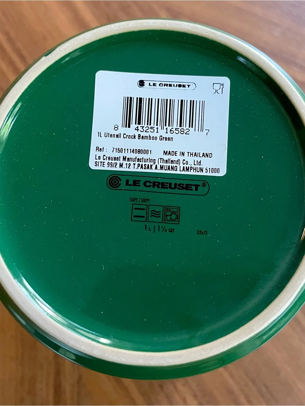 Le Creuset Utensil Crock Bamboo Green 1L